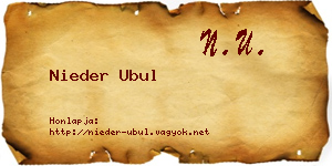 Nieder Ubul névjegykártya